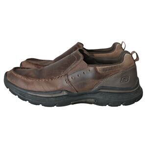 Men's Brown Leather Skechers Expended Seveno Loafer - US 10